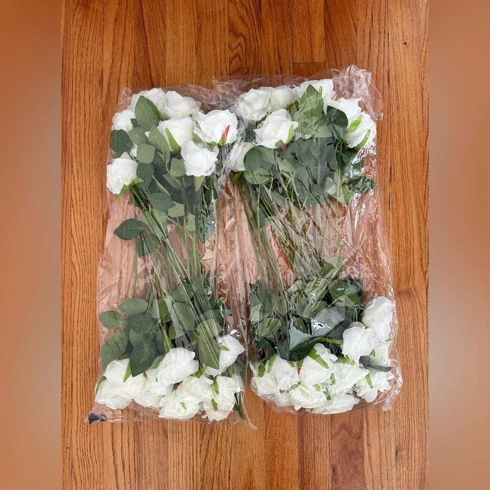 NEW Elegant White Artificial Roses - 24 Pieces